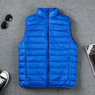 Buy blue Coat Ultralight Sleeveless Puffer Vest Jacket Ultra Thin Warm Lightweight Down Jacket Waistcoat Winter Men Duck Down Vest Coats