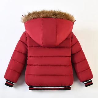 Buy red Boys Jacket for Children Coats 2023 Autumn Winter Jackets Kid Warm Hooded Zipper Outwear Coat for Boy Clothes Costume 2 3 4 5 6Y