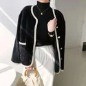 New Fashion Women Mink Cashmere Jacket Coats Female Coats V-Neck Pearl Mink Cashmere Coat and Jacket Winter Clothes Women  17809