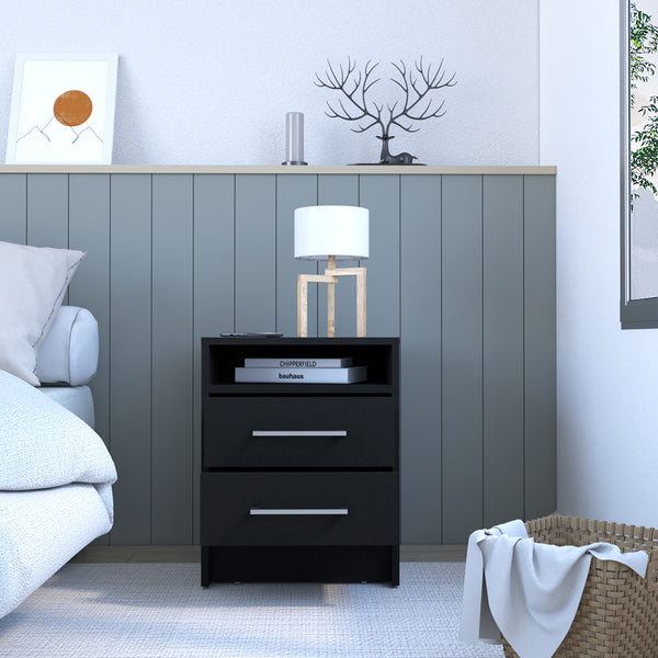 Nightstand Cartiz, Two Drawers - Black