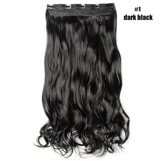 Buy dark-black BENEHAIR Synthetic Hairpieces 24&quot; 5 Clips in Hair Extension One Piece Long Curly Hair Extension for Women Pink Red Purple Hair