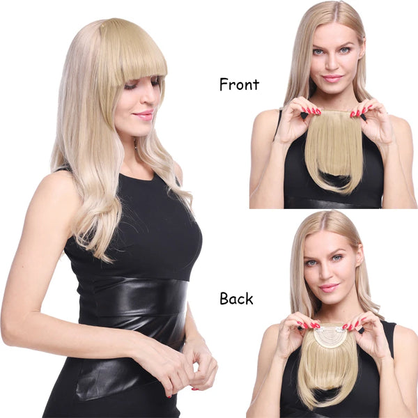 BENEHAIR Fake Bangs Synthetic Blunt Bang Clip in Hair Extension Women Blunts Fringe Hair Black Brown Bangs 2 Clips In