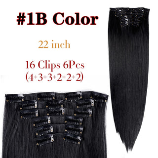 Buy 1b Leeons 16Clips Long Straight Synthetic Clip on Hair Extensions Cheveux Clip Naturel High Temperature Fiber Black Brown Hairpiece