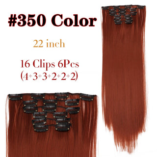 Buy 350 Leeons 16Clips Long Straight Synthetic Clip on Hair Extensions Cheveux Clip Naturel High Temperature Fiber Black Brown Hairpiece