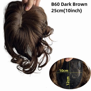 Buy b60-dark-brown Clip in Natural Human Hair Topper Bangs Fringe Hair Pieces Middle Part Brazilian Extension for Women Hair Volume 10inch Non-Remy