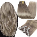 Full Shine Human Hair Extensions Clip in Hair Extensions Human Hair 7PCS 105G Double Weft Hair Extensions Human Hair for Woman