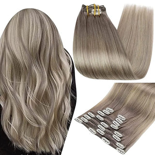 Buy 19a60 Full Shine Human Hair Extensions Clip in Hair Extensions Human Hair 7PCS 105G Double Weft Hair Extensions Human Hair for Woman