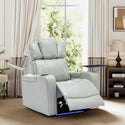 PU Leather Power Recliner Individual Seat Home Theater Recliner With Cooling Cup Holder, Bluetooth Speaker, LED Lights,