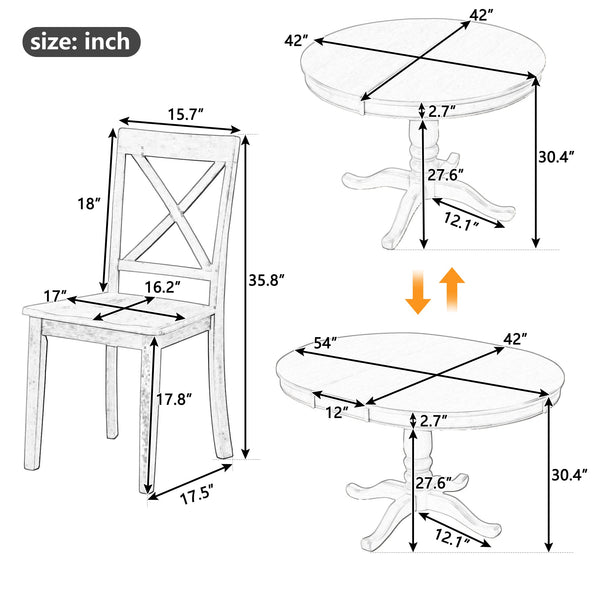 Modern Dining Table Set for 4,Round Table and 4 Kitchen Room Chairs,5 Piece Kitchen Table Set for Dining Room,Dinette,Br