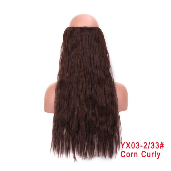 LUPU Synthetic Hair Extensions Invisible Fash Line No Clips in Hairpieces Natural Secret Wire Fake Hair High Temperture Fiber