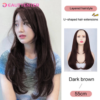 Buy t1b-613 BEAUTY U-Shaped Hair Extension Synthetic Hair Long Straight Clip in Hair Extensions False Hair Black Ren Hair Pieces for Women