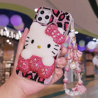 Buy resin-drill-chain For iPhone 15 14 13 Pro Max iPhone Xs iPhone Case 8 Plus Rhinestone 7 Cartoon Hello Kitty 11 Protective Case 6 Female 12