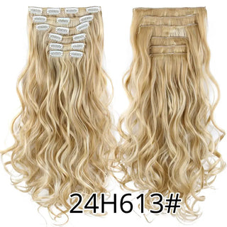 Buy curly-24h613 Leeons 16Clips Long Straight Synthetic Clip on Hair Extensions Cheveux Clip Naturel High Temperature Fiber Black Brown Hairpiece