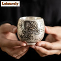 120ml Top Grade Gilded Silver Teacup Chinese Dargon Master Cup Dehua Ceramic Tasting Tea Bowl Personal Chazhan Teaset Drinking