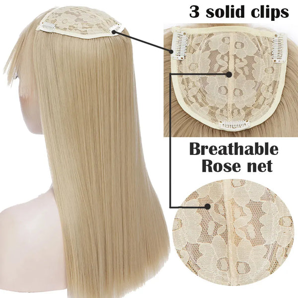 HAIRRO 17'' 3D Bangs Invisible Seamless Head Hair Water Ripple Hair Air Bangs Head Overhead Natural Invisible Replacement Cover