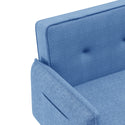 Living Room Bed Room Leisure Futon Sofa Bed in Blue Fabric With Solid Wood Leg