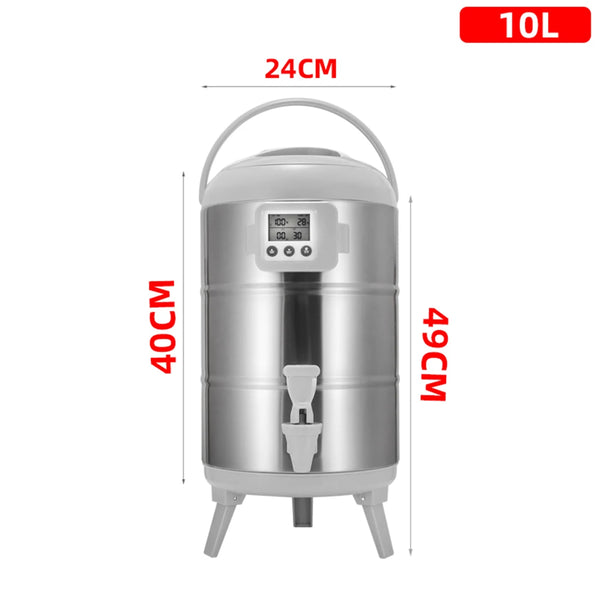 100% Stainless Steel Barrel With Thermometer Milk Tea Barrel Heat Cold Insulation Barrel Commercial Bucket Soy Milk Container