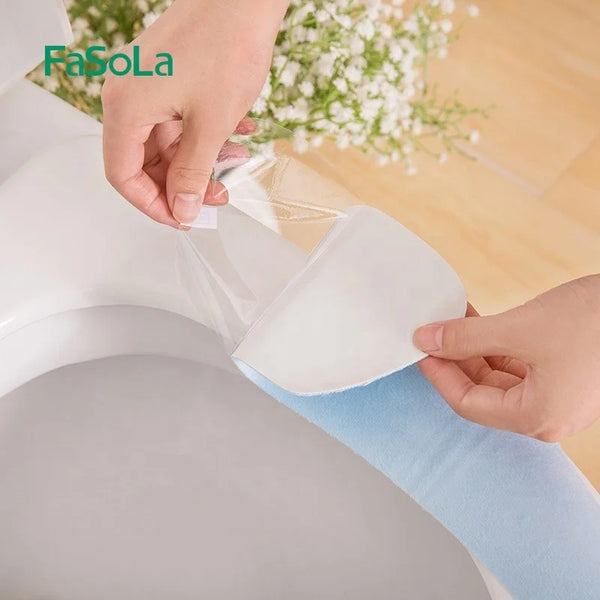 FaSoLa Printed Toilet Seat Cover Washable Fiber Cloth Toilet Pad Soft Thicker Warmer Sticky Toilet Seat Cushion for Bathroom