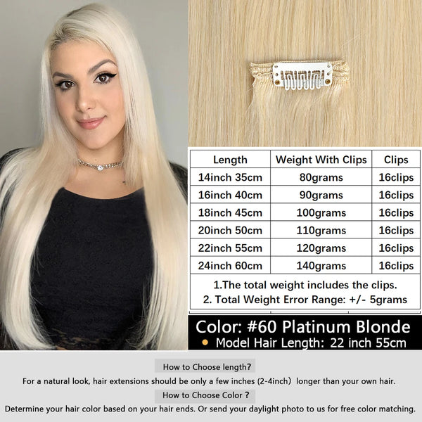 MRSHAIR Clip in Hair Extension Human Hair Real Natural Clip in Hair Extension Double Weft Full Head 7PCS Clip Ins for Add Volume