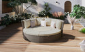 Patio 5-Piece Round Rattan Sectional Sofa Set All-Weather PE Wicker Sunbed Daybed With Round Liftable Table and Washable