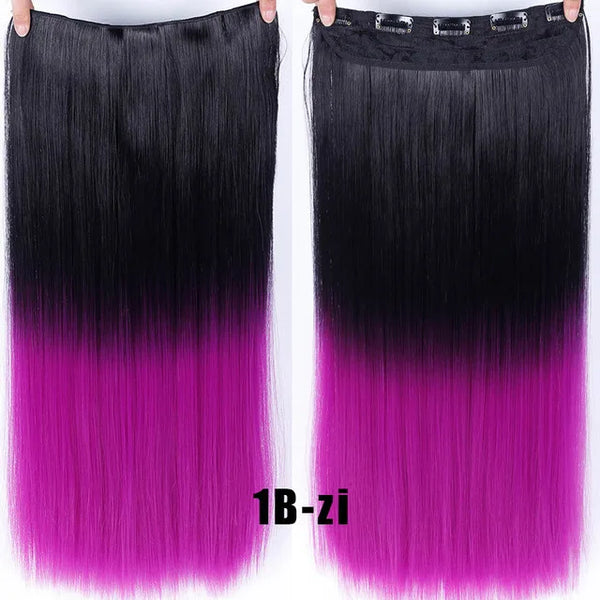 XUANGUANG Long Synthetic Hair 5 Clips in Hair Extension Heat Resistant Hairpiece Natural Wavy Hair Piece