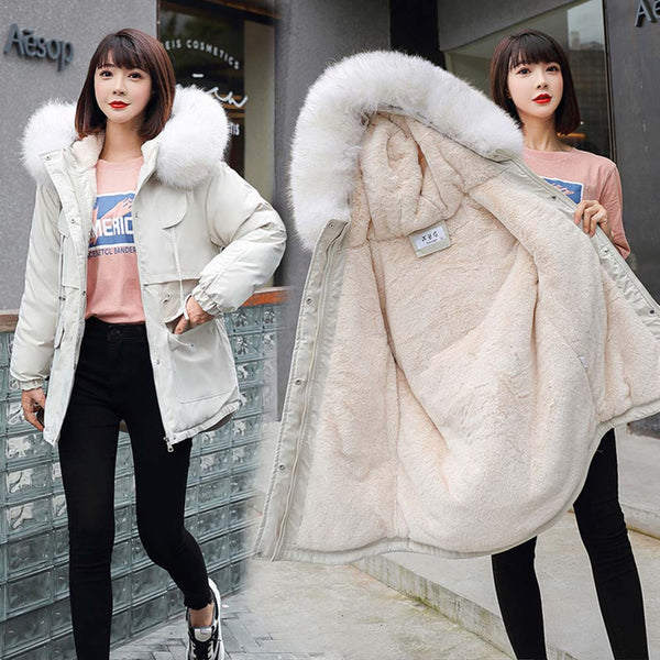 2021 New Cotton Thicken Warm Winter Jacket Coat Women Casual Parka Winter Clothes Fur Lining Hooded Parka Mujer Coats