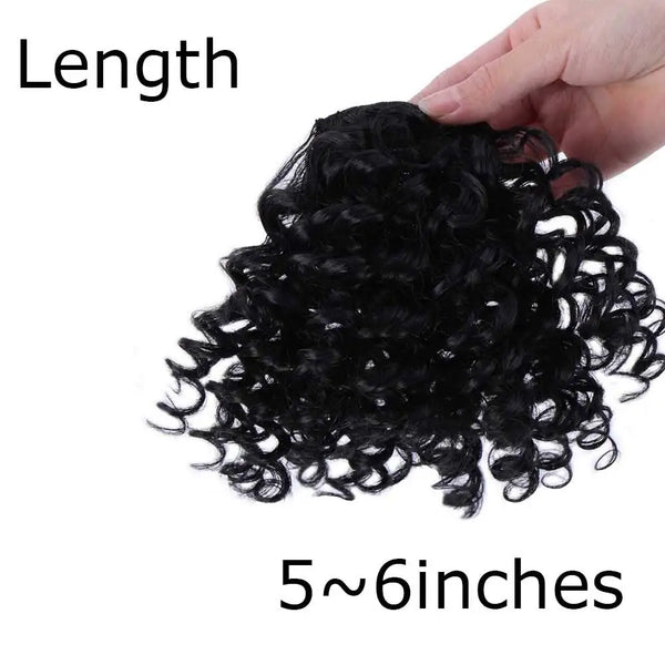 AILIADE Women Afro Kinky Curly Bang Fake Fringe Clips in Bangs Wig Hair Natural Black Bang Synthetic Hair Extension