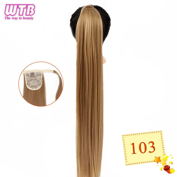 WTB Synthetic Wrap Wround Ponytail Hair Extension Long Straight Women's Clip in Hair Extensions Pony Tail False Hair 32 Inch