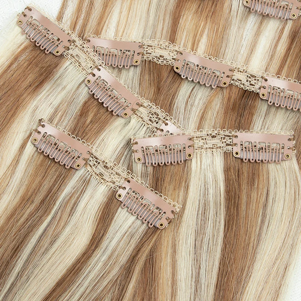 MRSHAIR Big Volume 24inch 240G Clip in Human Hair Extensions Seamless Clip in Hair Pieces 6PCS FULL Head for Thick Raw Hair