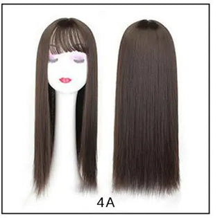 Buy 4a Gres Blonde Synthetic Hair Piece Women 3 Clips in Hair Extension With Bangs 22&quot; Long High Temperature Fiber Brown/Grey/Black