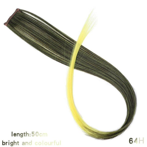 Lupu Synthetic Rainbow Highlighted Hair Girl One Chip in Hair Extension Hairpin Long Straight Hair Clip for Hair False Hair