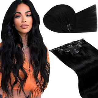 Buy 1 LaaVoo Human Hair Clip in Extensions 7Pcs Real Remy Hair Extensions Clip in Human Hair Black Hair Straight Natural Hair Blonde