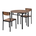 Modern 3-Piece Round Dining Table Set With Drop Leaf and 2 Chairs for Small Places,Black Frame+Rustic Brown Finish