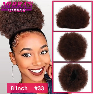 Buy fbbzt01-33 Afro Puff Drawstring Ponytail Extension Synthetic Kinky Curly Ponytail Hair Chignon Dreadlock Buns Afro Puff for Black Women