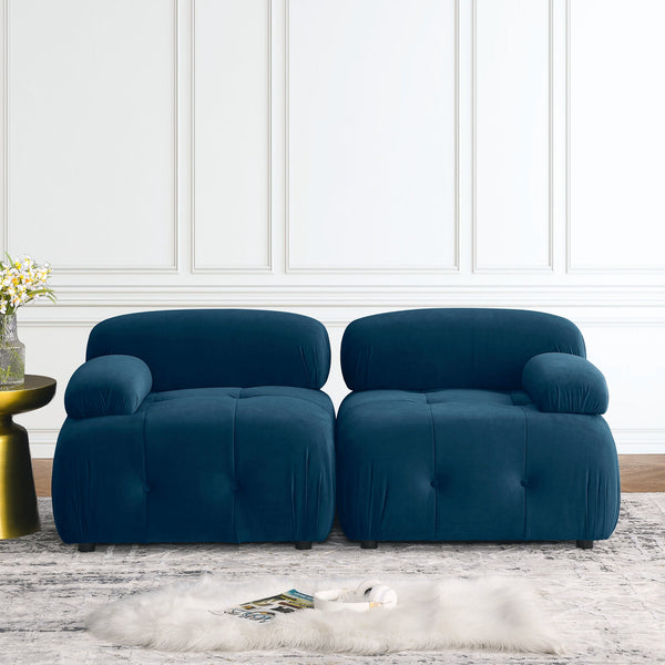 Modular Sectional Sofa, Button Tufted Designed and DIY Combination,L Shaped Couch With Reversible Ottoman, Navy Velvet