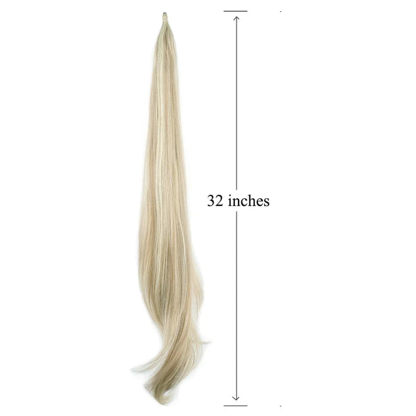 Soowee Long Layered Ponytail Synthetic Hair Extension Blonde Pony Tail Flexible Hair Ponytails Hairpieces