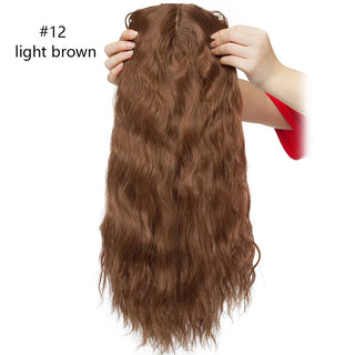 Buy light-brown HAIRRO 20&#39;&#39; Water Wave Clip in Hair Pieces Black Brown Long Corn Wave Synthetic Hair Pieces for Women