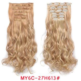 Buy my6c-27h613 16 Clips Clip in Hair Extension Long Synthetic Hair Heat Resistant Hairpiece Natural Wavy Ombre Hair Piece 6Pcs/Set 20Inch LIHUI