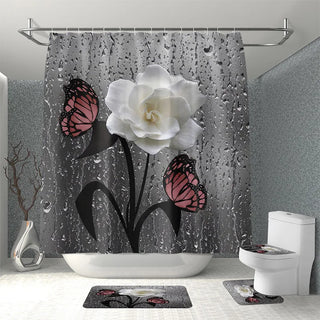 Buy a 1PC Rose Flower Bathroom Curtain With 12 Hooks 3D Digital Printing Shower Curtain Fashion Polyester Waterproof Bathroom Decor