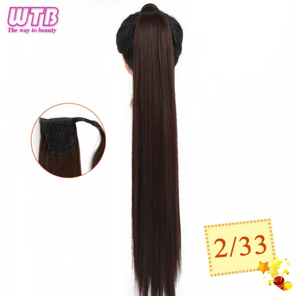 WTB Synthetic Wrap Wround Ponytail Hair Extension Long Straight Women's Clip in Hair Extensions Pony Tail False Hair 32 Inch