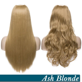 Buy ash-blonde HAIRRO Clip in Hair Extension U Part Natural Hair Straight Long Blonde Black False Hair Piece Synthetic Hairpiece Heat Resistant