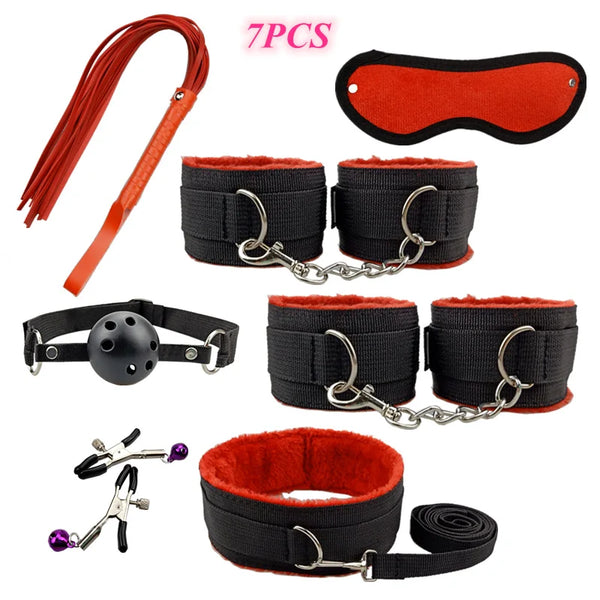 BDSM Kit Sex Toys for Men Erotic Handcuffs Whip Sextoy Anal Plug Vibrator Bdsm Sex Bondage Set Adult Toys Sm Products Sex Toys