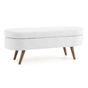 Ottoman Oval Storage Bench,Rubber Wood Legs,White(43.5"x16"x16")