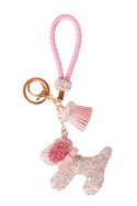 Diamond Charm Dog - Gold/Pink