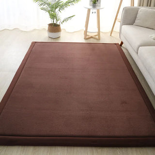 Buy coffee Thick Coral Fleece Carpet for Living Room Bedroom Kids Room Play Area Rugs Anti Slip Japan Tatami Floor Mat Prayer Mattress Grey