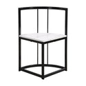 Modern 7-Piece Dining Table Set With Faux Marble Compact 55Inch Kitchen Table Set for 6, Black+White