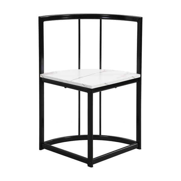 Modern 7-Piece Dining Table Set With Faux Marble Compact 55Inch Kitchen Table Set for 6, Black+White