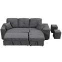 Reversible Sleeper Sectional Sofa Bed With Side Shelf and 2 Stools,Pull-Out L-Shaped Sofa Bed,Corner Sofa-Bed With Stora