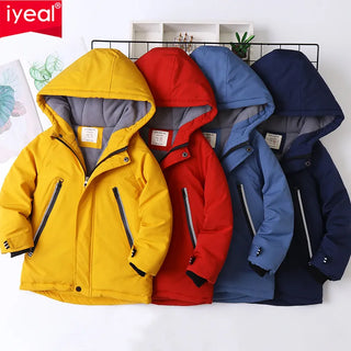 IYEAL Kids Boys Winter Coat Children Zipper Clothing Long Sleeve Hooded Windproof  Jackets Warm Coats Clothes for 4-12 Years