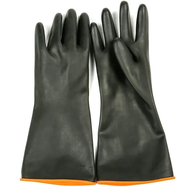 35/45/55cm Black Gloves Heavy Duty Rubber Gloves Acid Alkali Resistant Chemical Work Safety for Industry Labor Protective Glove